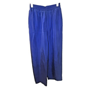 Patrick Petite 100% Silk Pants Blue Size 10 Flowy Leg Elastic Waist